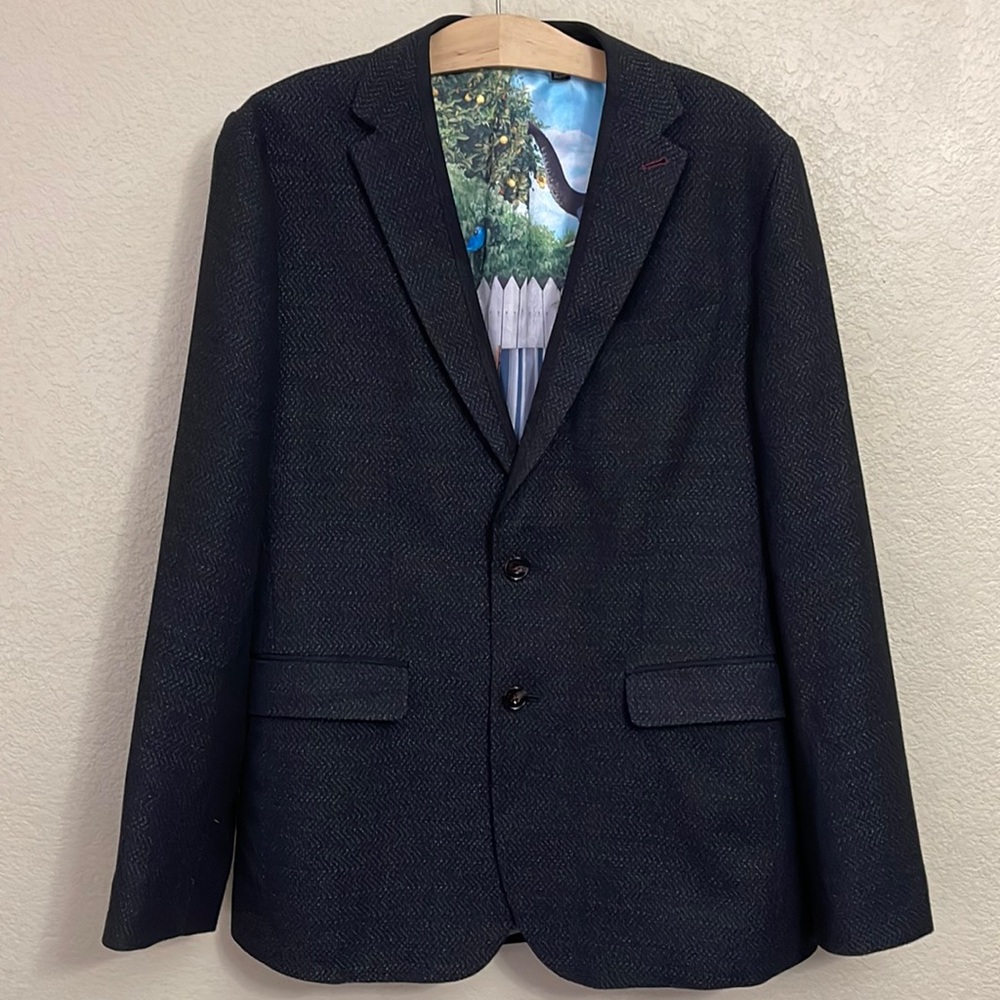 Ted Baker London Semi Plain Suit Jacket Linen Wool Blend Size 4